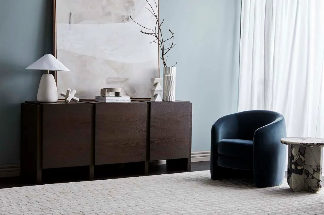 Kennedy Tenner Chair Blue Charcoal Velvet