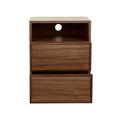 Marcel Bedside Open Two Drawer Walnut