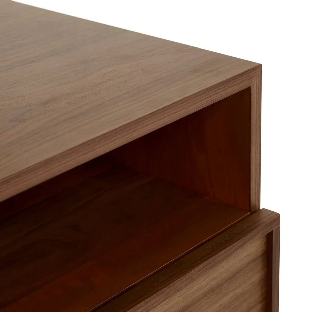 Marcel Bedside Open Two Drawer Walnut