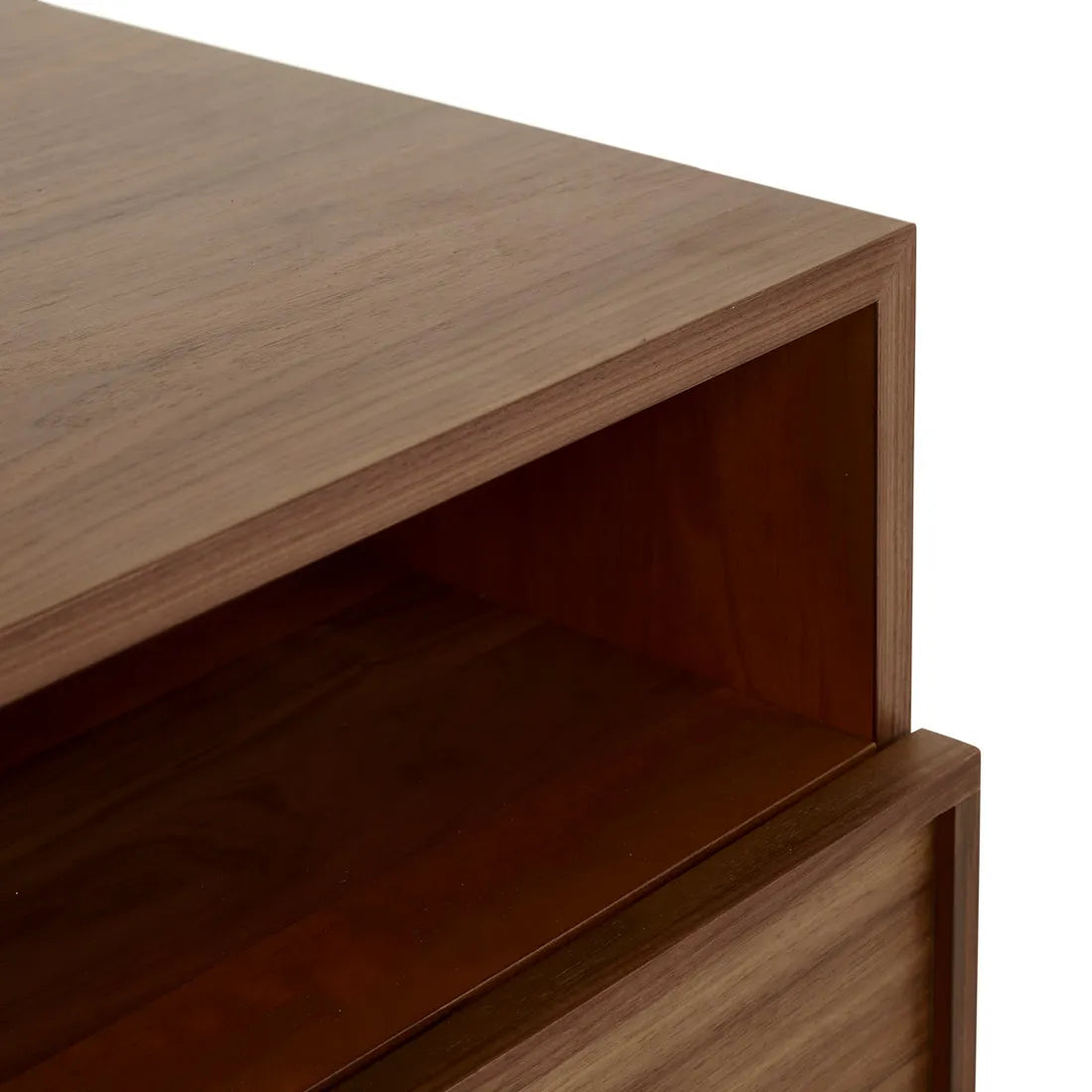 Marcel Bedside Open Two Drawer Walnut