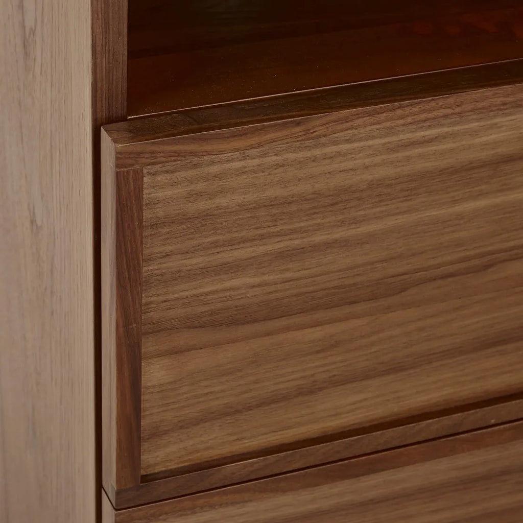 Marcel Bedside Open Two Drawer Walnut