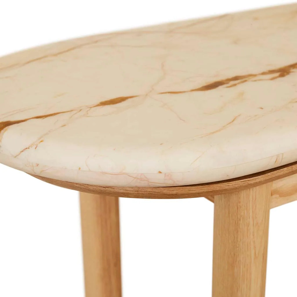 Artie Oval Marble Console Natural/Brown Vein