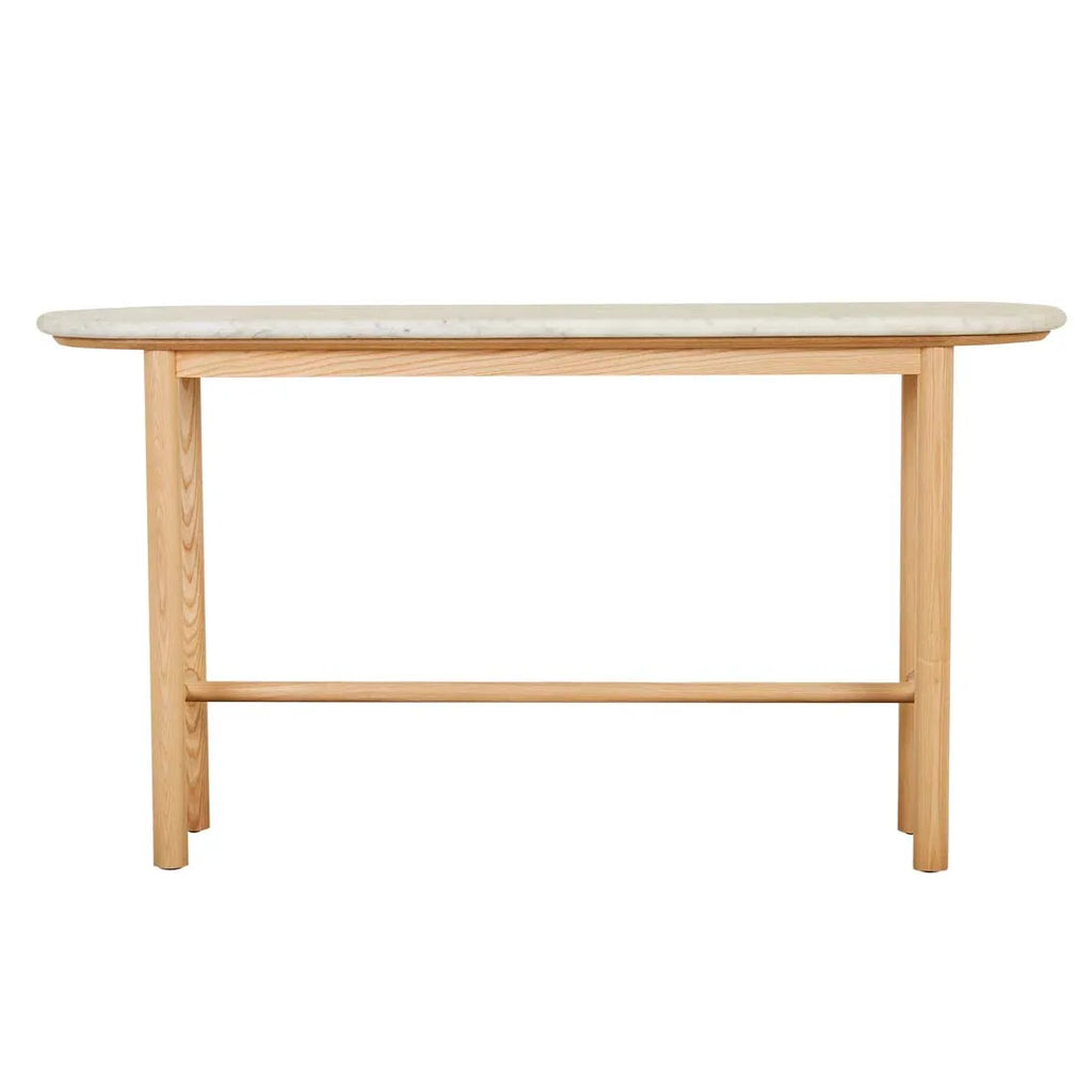 Artie Oval Marble Console Natural/White Marble