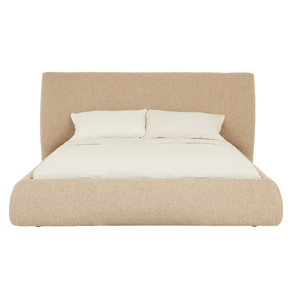 Madrid Curve Bed King Beige Chunky Boucle