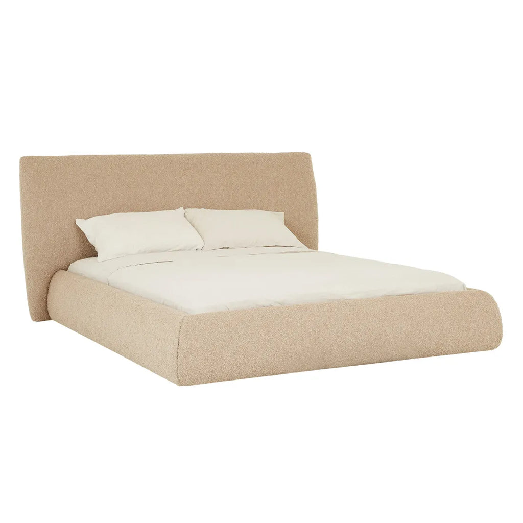 Madrid Curve Bed King Beige Chunky Boucle