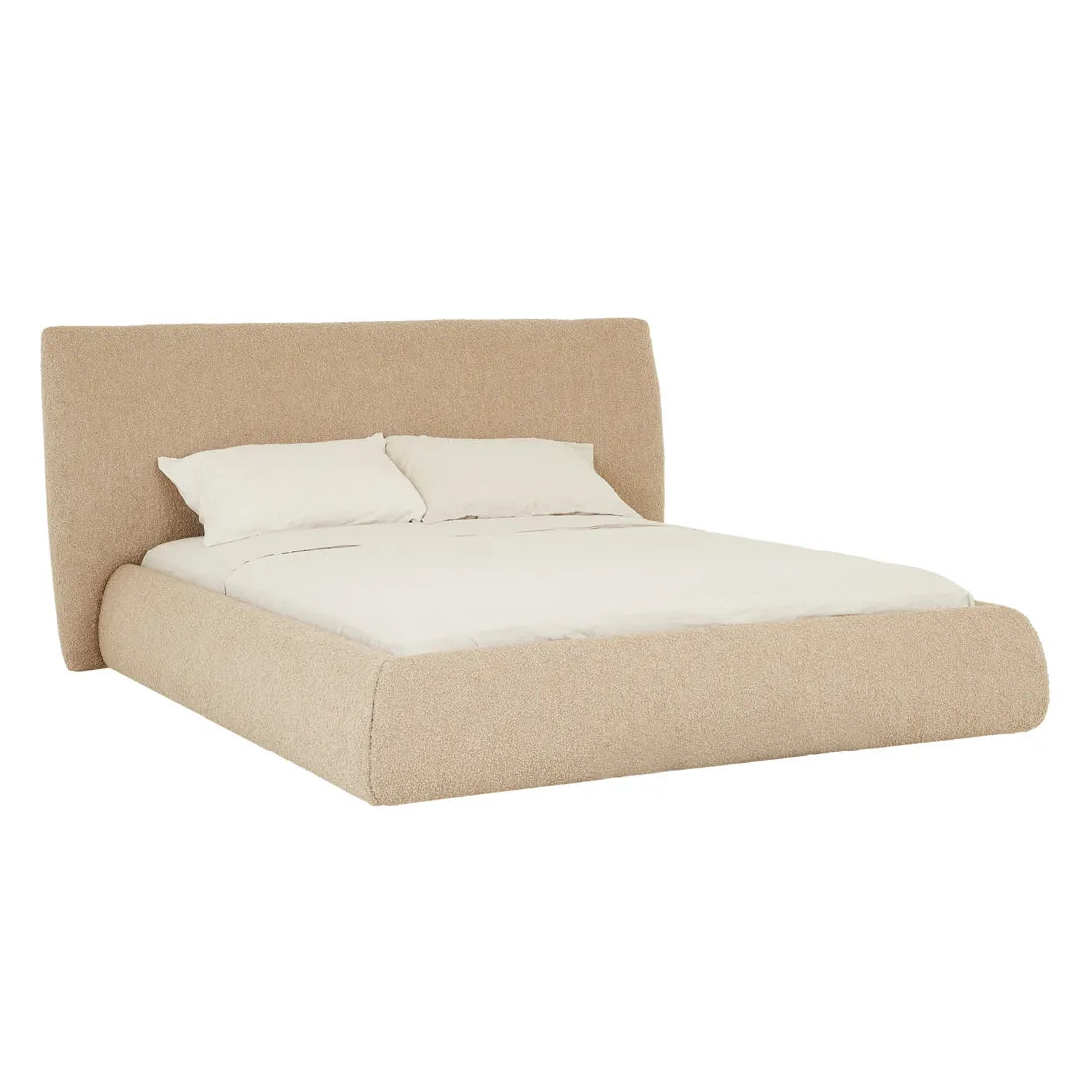 Madrid Curve Bed King Beige Chunky Boucle