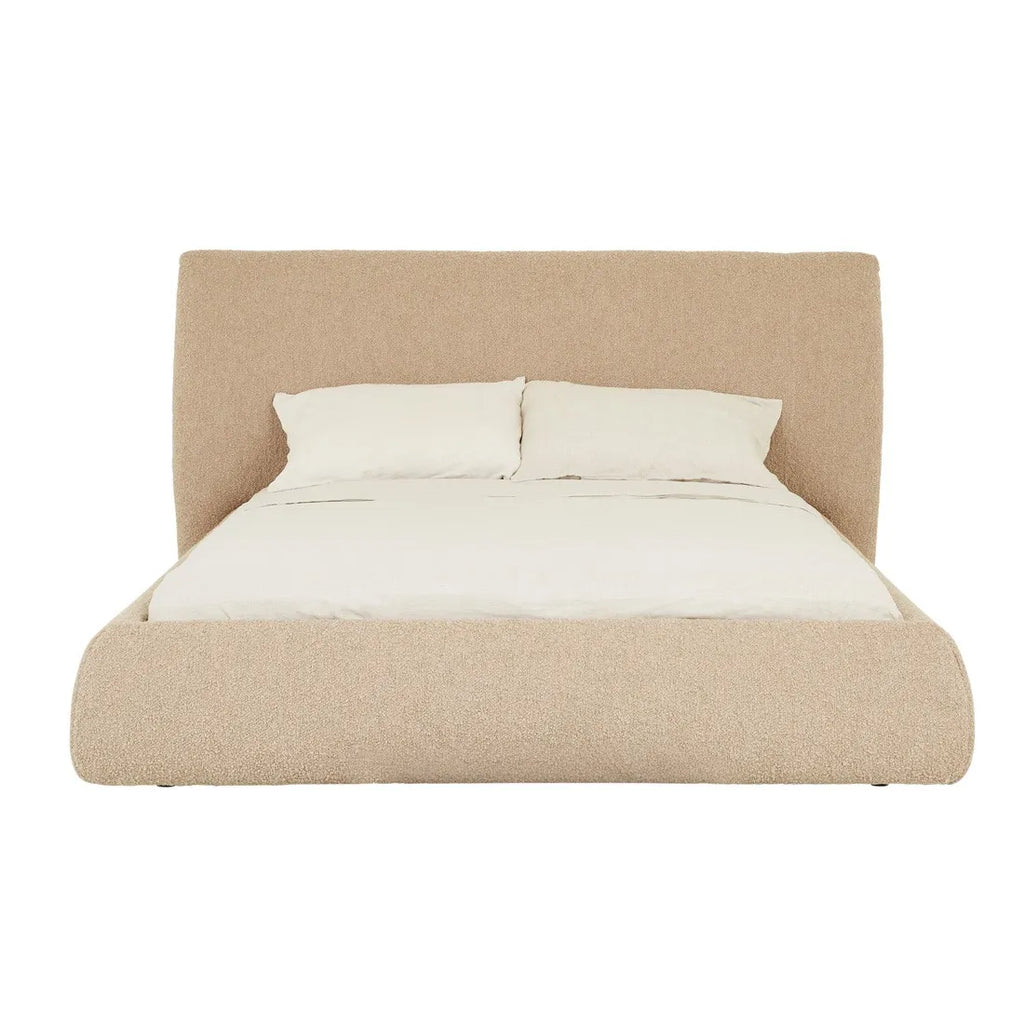 Madrid Curve Bed Queen Beige Chunky Boucle