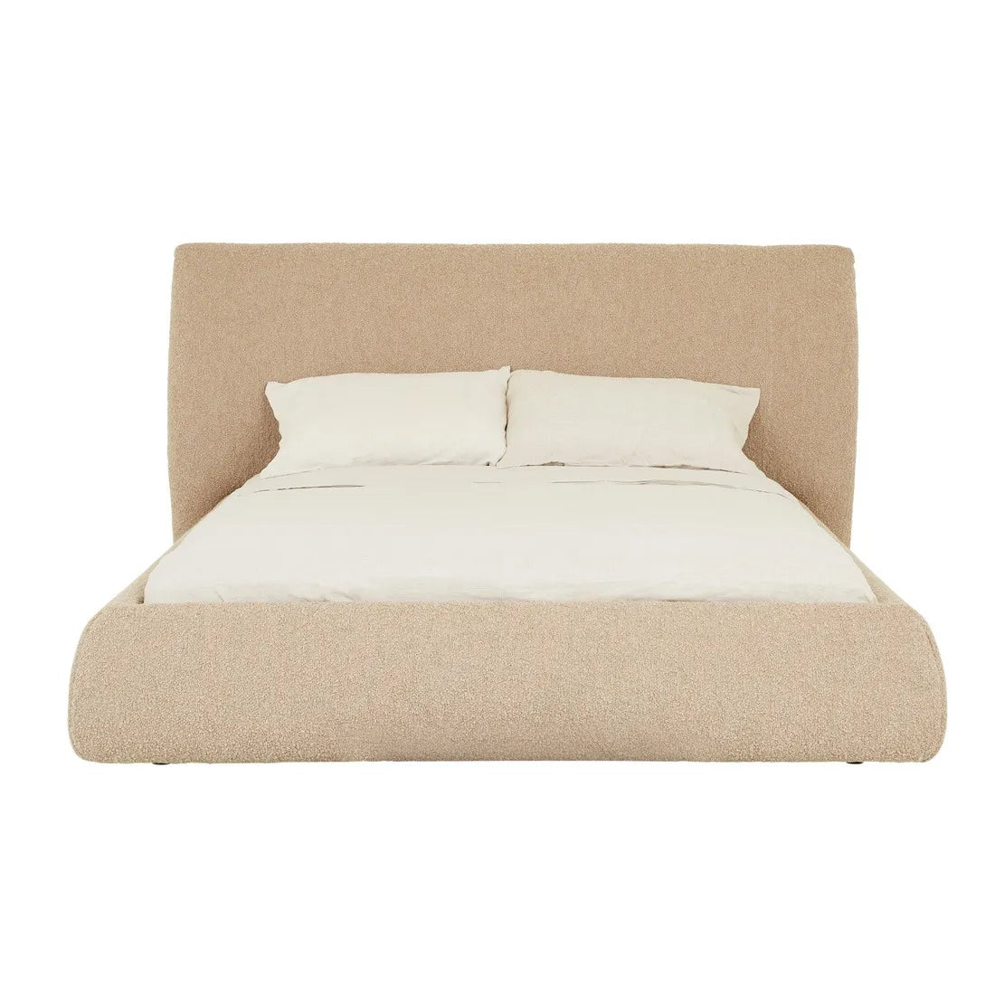 Madrid Curve Bed Queen Beige Chunky Boucle
