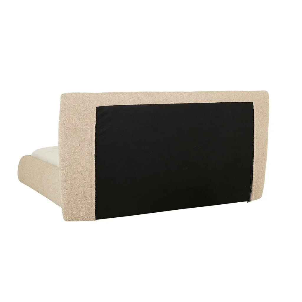 Madrid Curve Bed Queen Beige Chunky Boucle