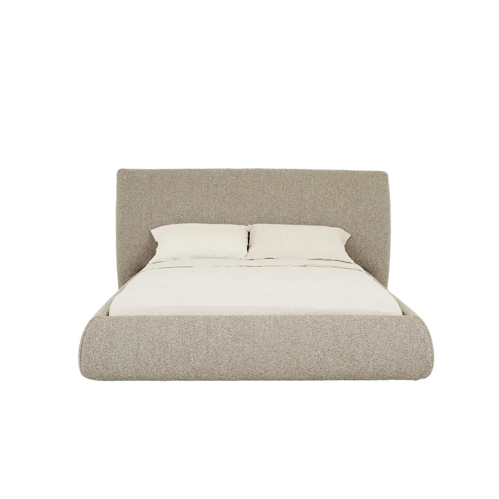 Madrid Curve Bed Queen Beige Mercury Boucle