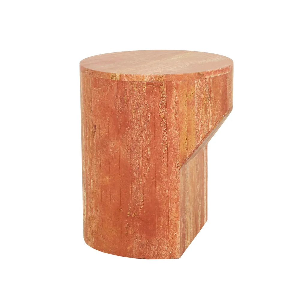Atlas Pinnacle Side Table Satin Red Travertine