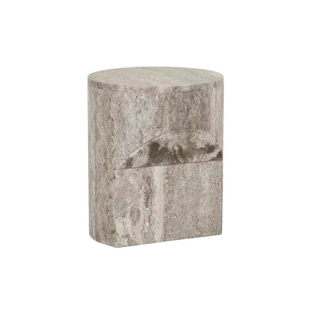 Atlas Pinnacle Side Table Satin Grey Travertine