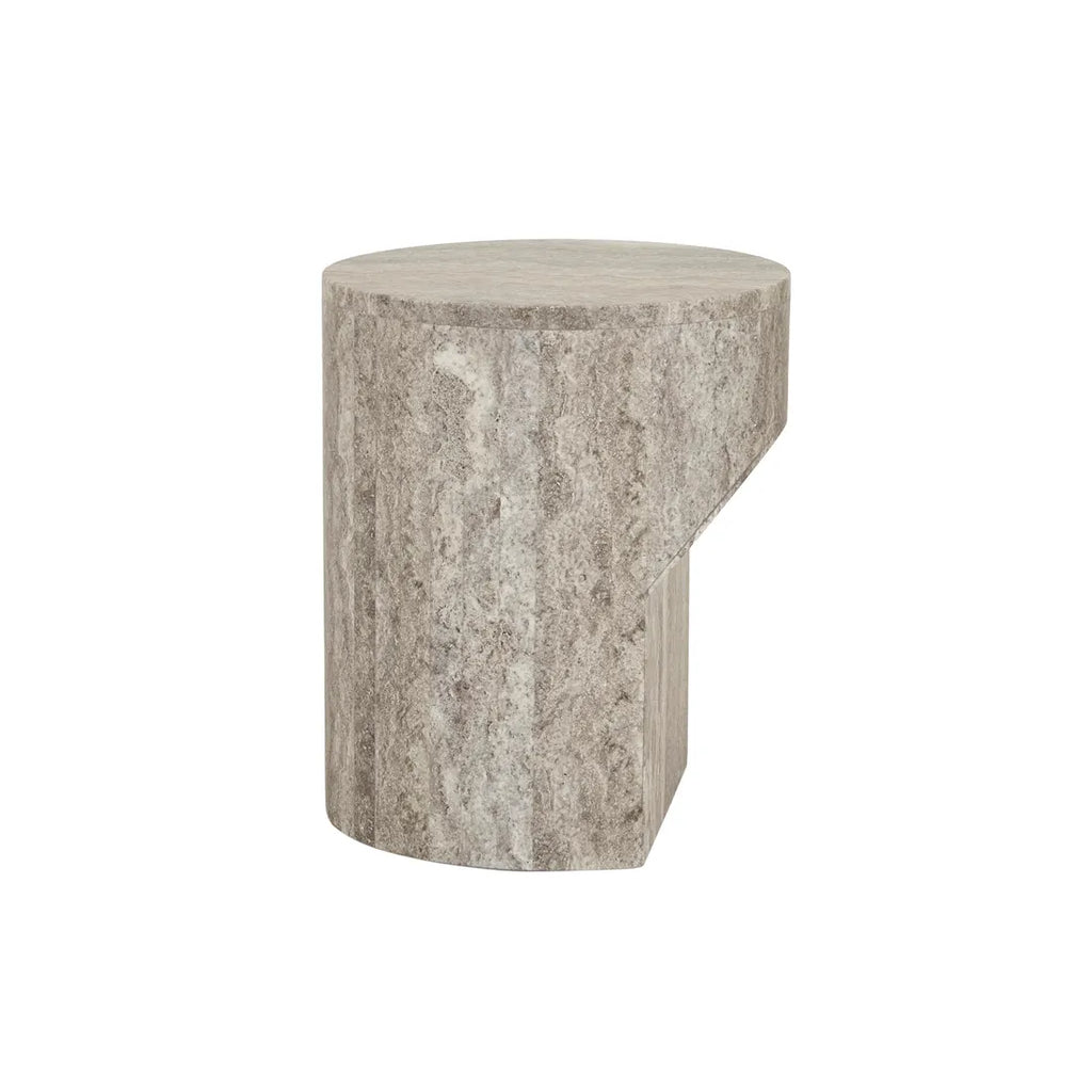 Atlas Pinnacle Side Table Satin Grey Travertine
