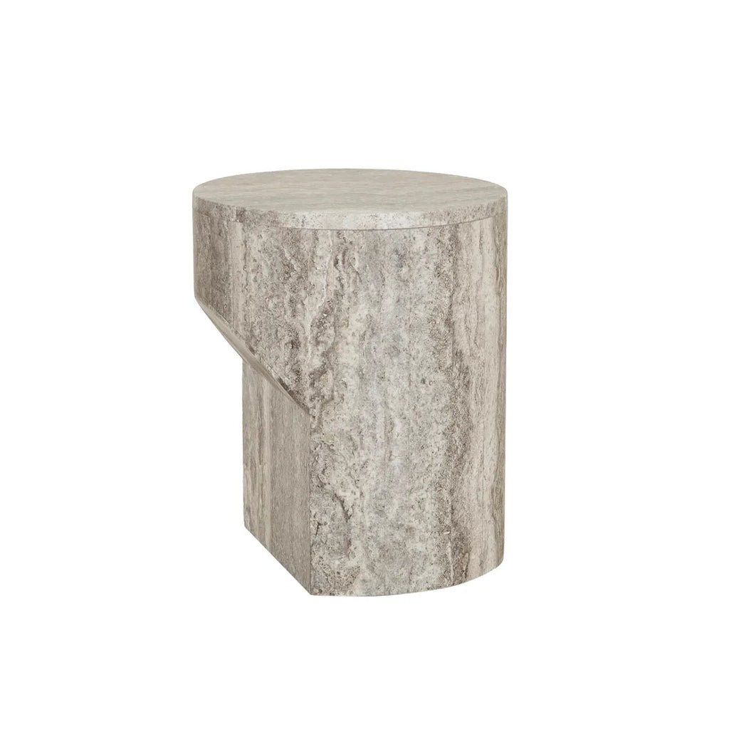 Atlas Pinnacle Side Table Satin Grey Travertine