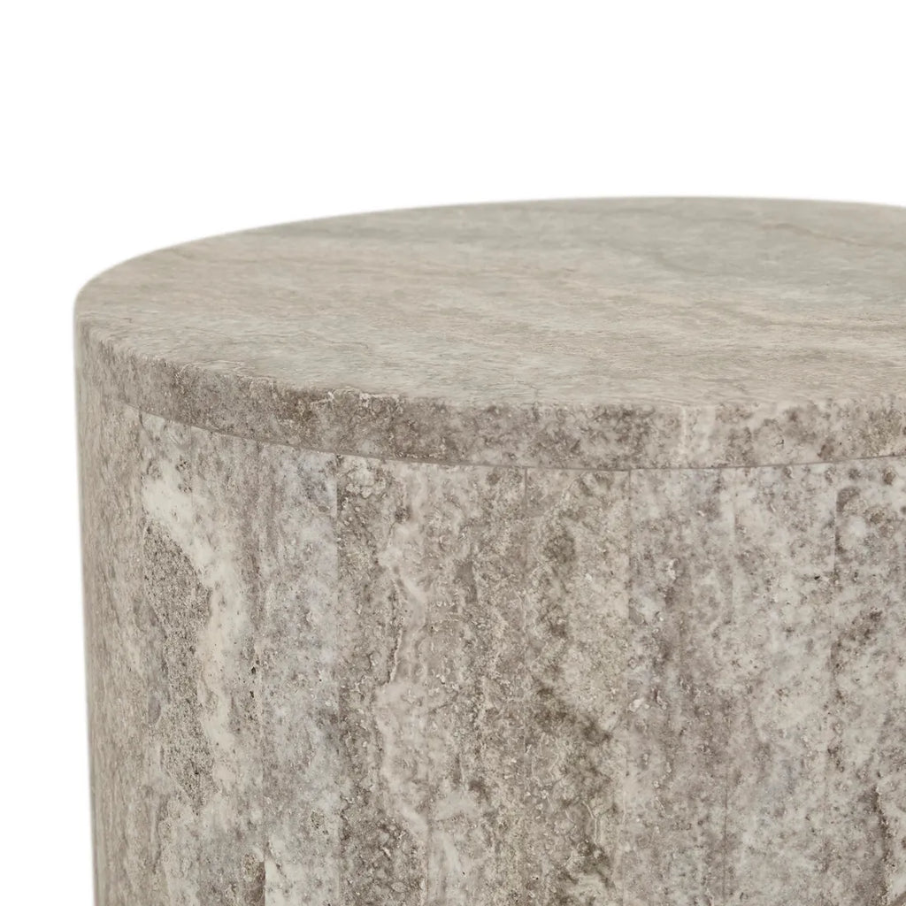 Atlas Pinnacle Side Table Satin Grey Travertine