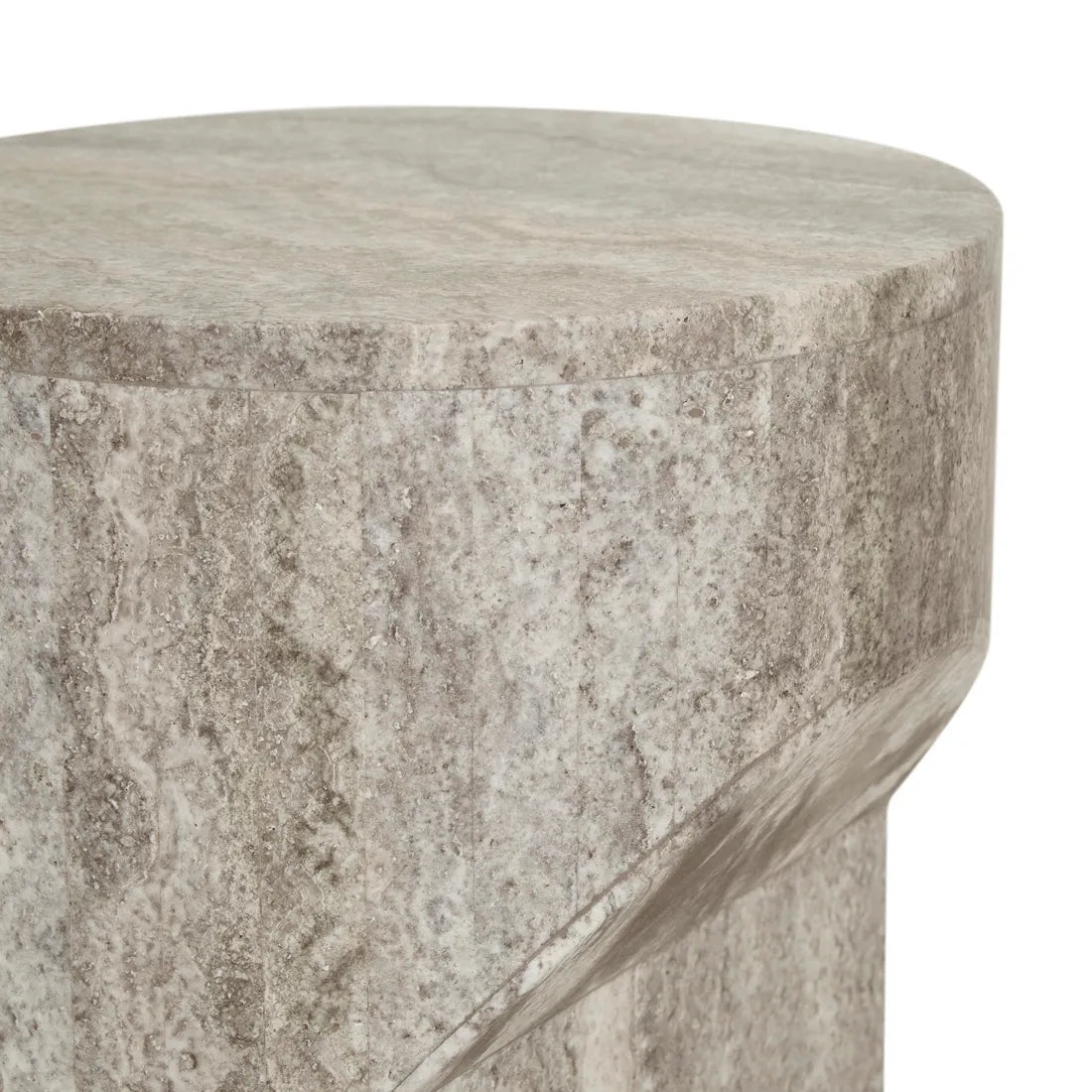 Atlas Pinnacle Side Table Satin Grey Travertine