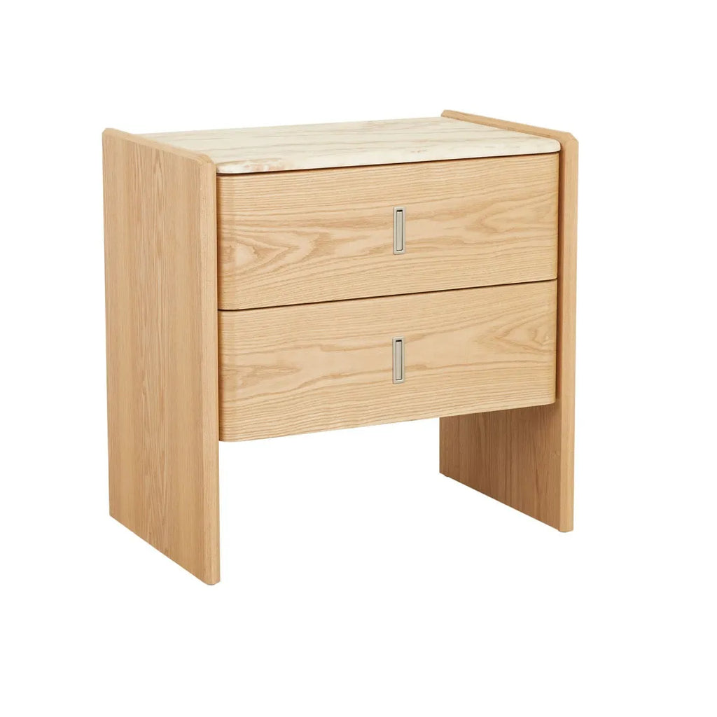 Pearce Marble Bedside Tall Travertine Natural