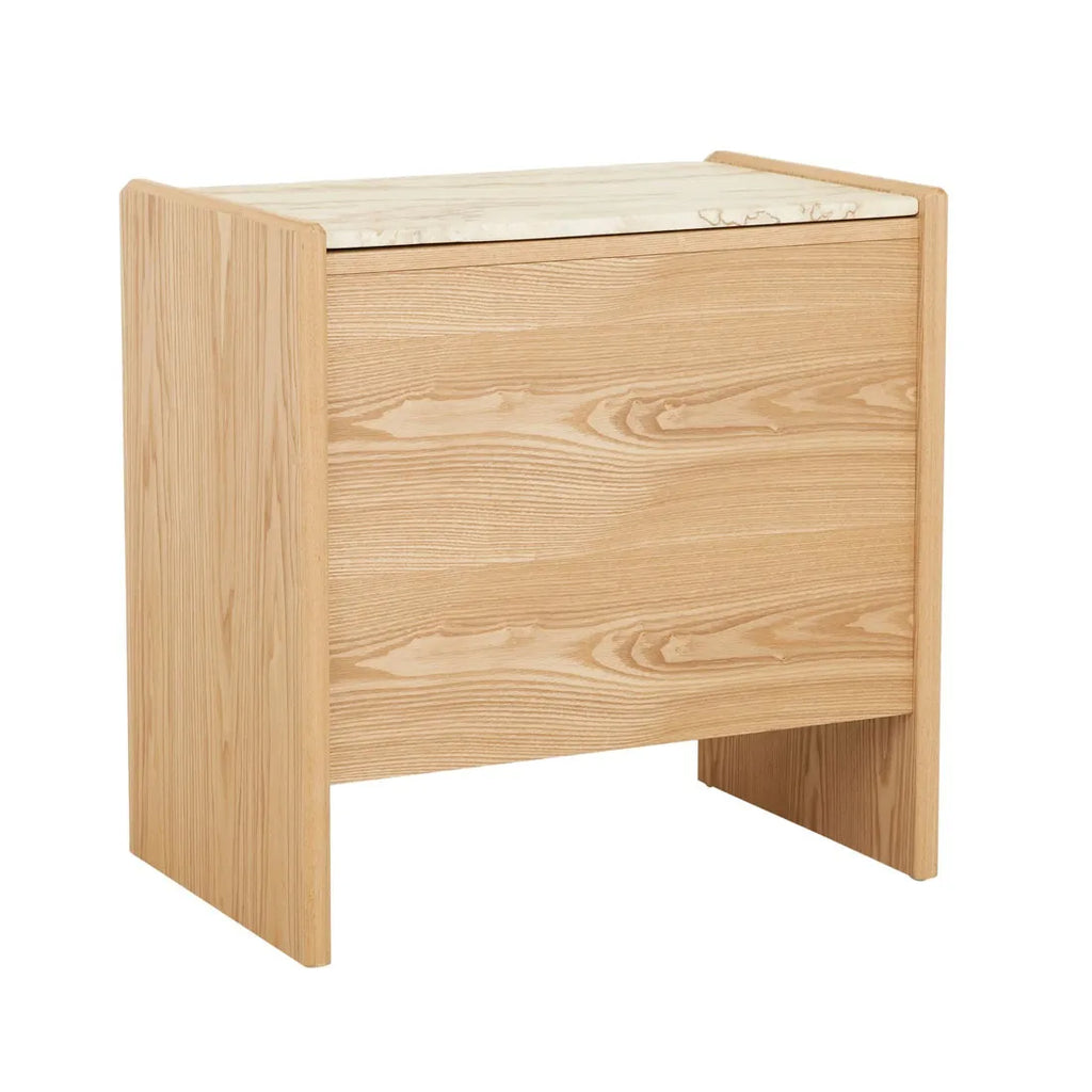 Pearce Marble Bedside Tall Travertine Natural