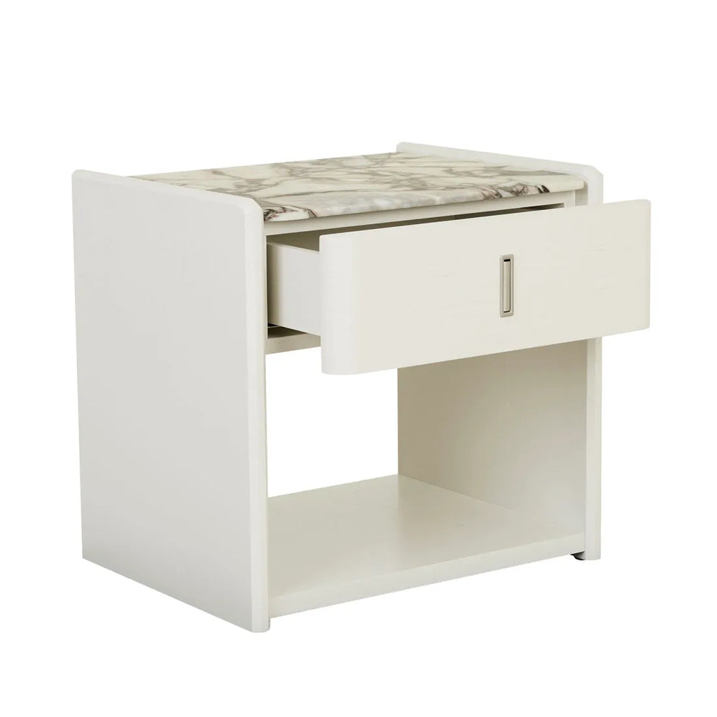 Pearce Marble Bedside One Drawer Bone