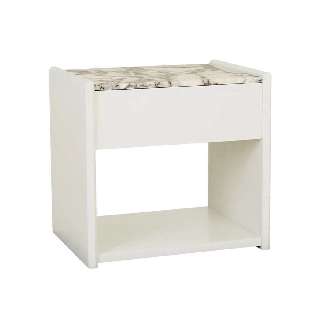 Pearce Marble Bedside One Drawer Bone