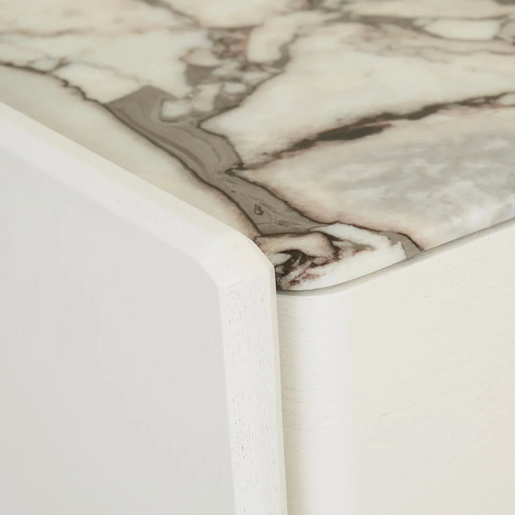 Pearce Marble Bedside One Drawer Bone