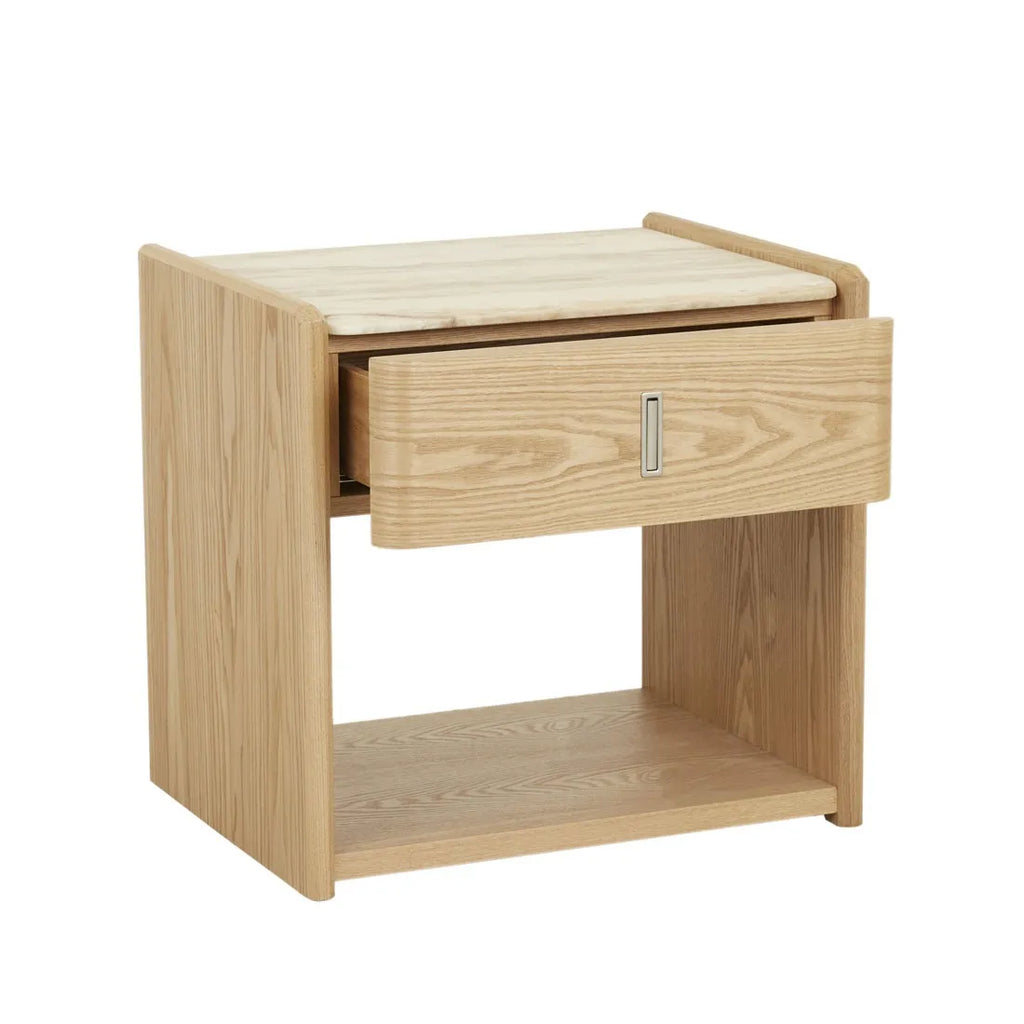 Pearce Marble Bedside One Drawer Natural