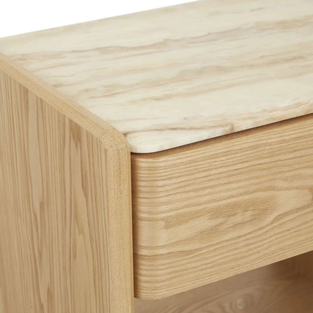 Pearce Marble Bedside One Drawer Natural