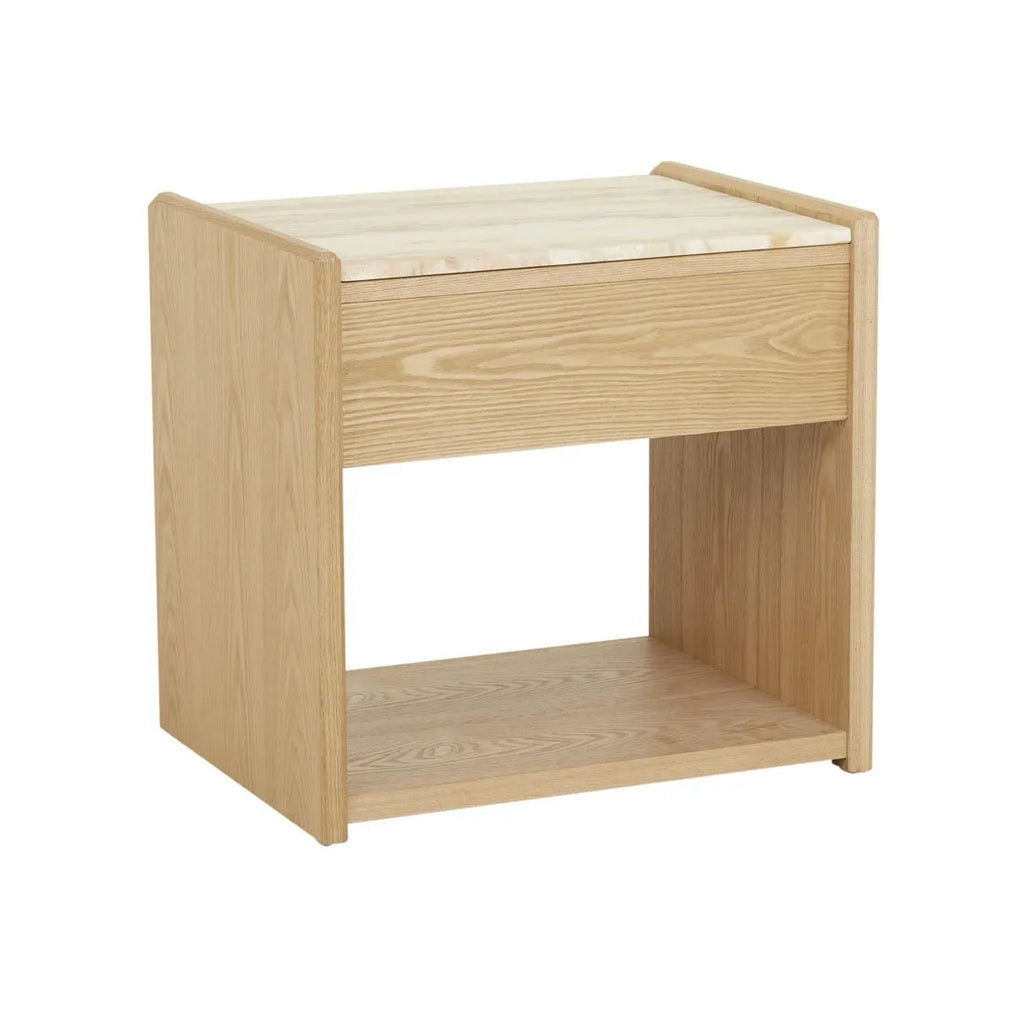 Pearce Marble Bedside One Drawer Natural