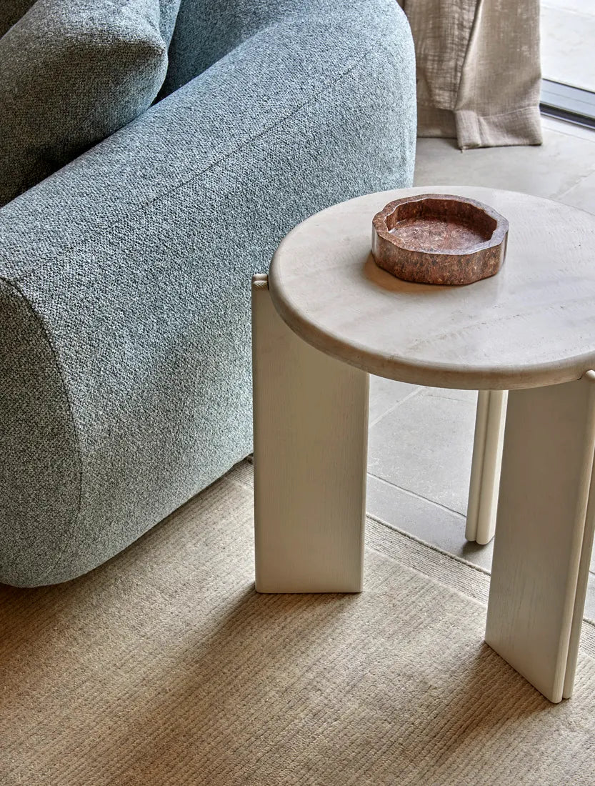 Ray Marble Side Table Smoked Rouge