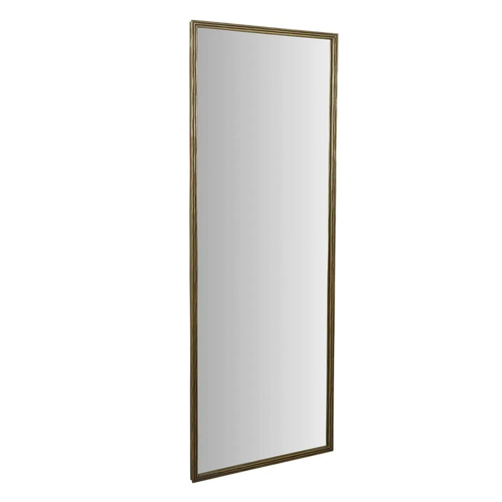 Verona Ribbed Floor Mirror Antique Brass