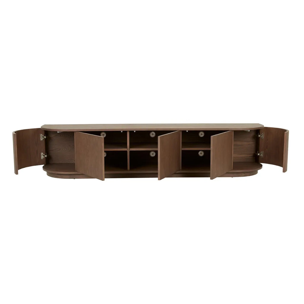 Oberon Crescent Entertainment Unit Smoked Ash 2100mm