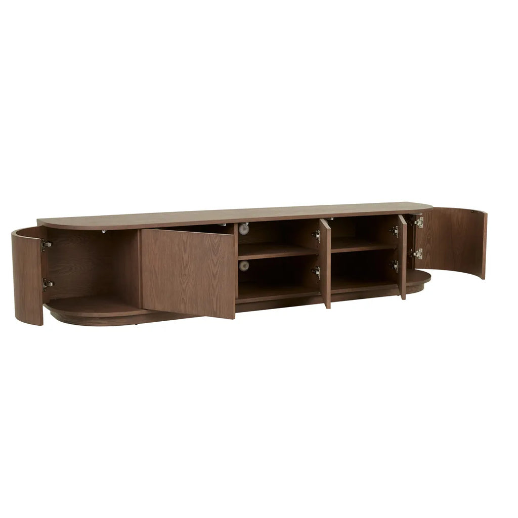 Oberon Crescent Entertainment Unit Smoked Ash 2100mm