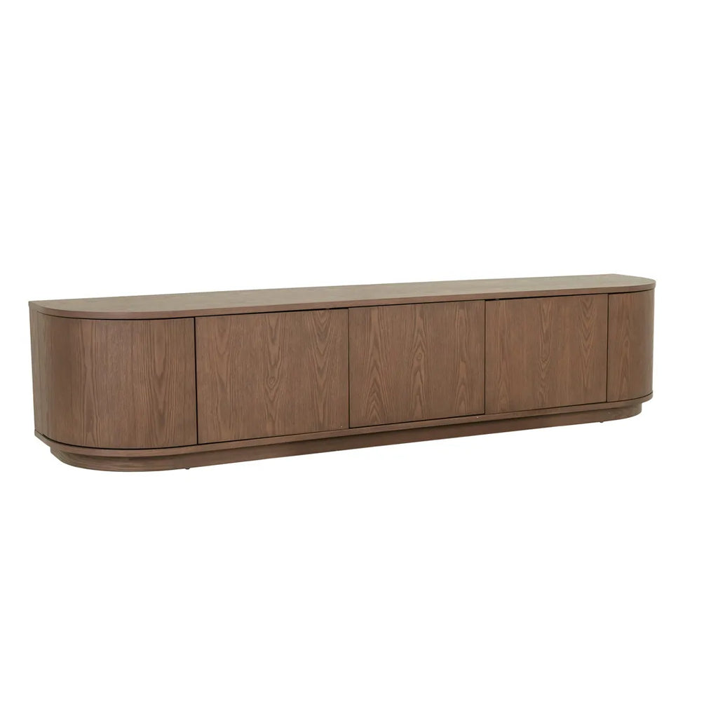 Oberon Crescent Entertainment Unit Smoked Ash 2100mm
