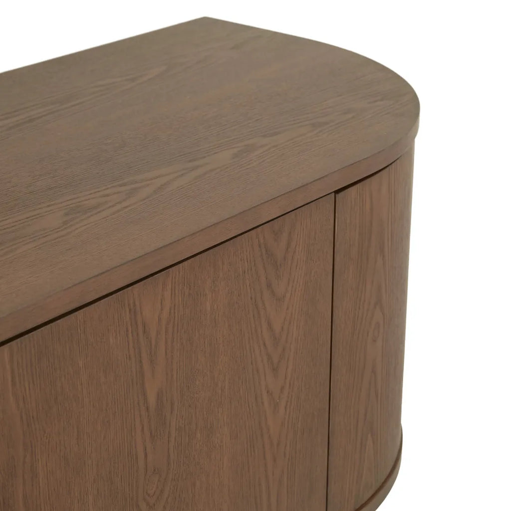 Oberon Crescent Entertainment Unit Smoked Ash 2100mm