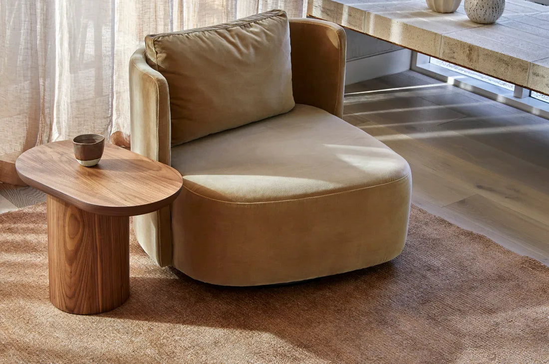 Seb Pedestal Side Table Low Walnut