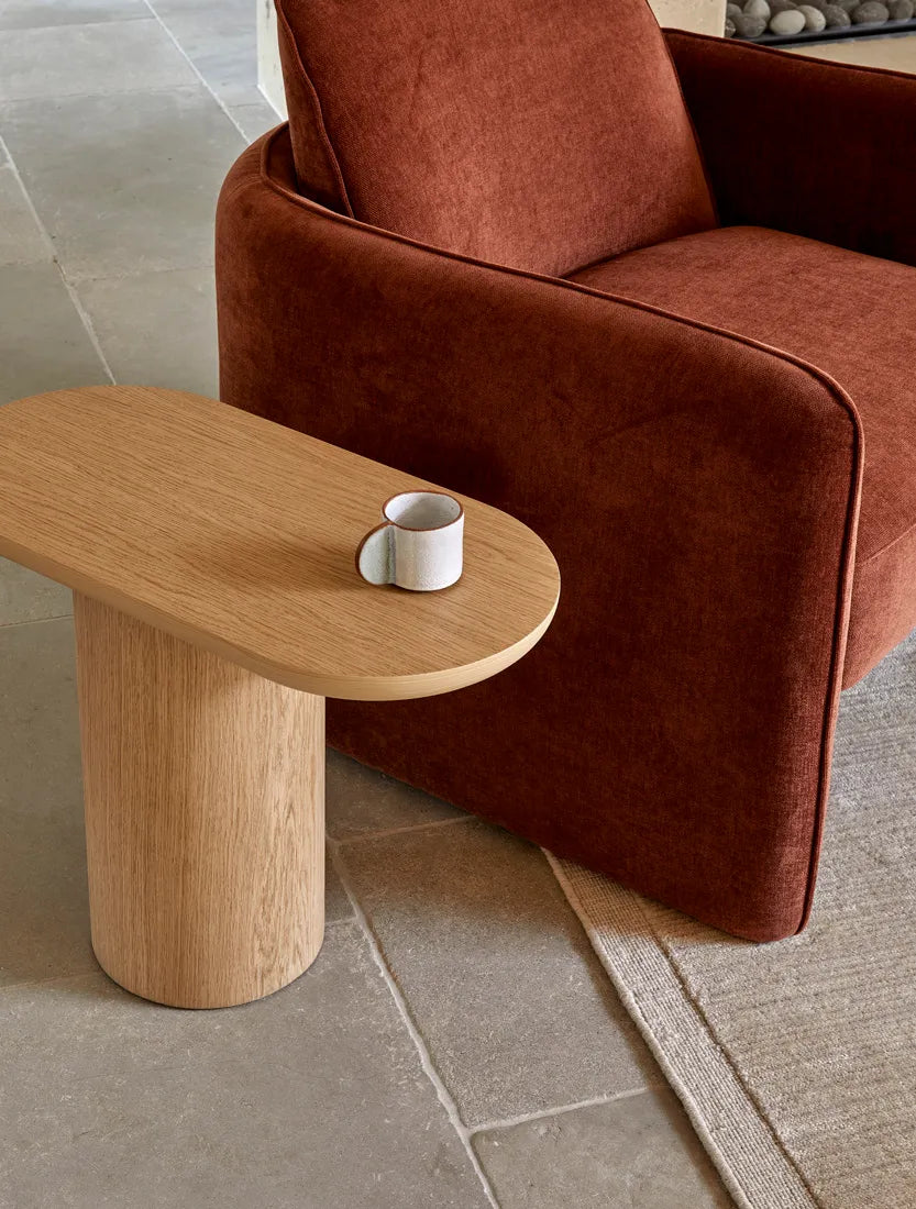 Seb Pedestal Side Table Low Walnut