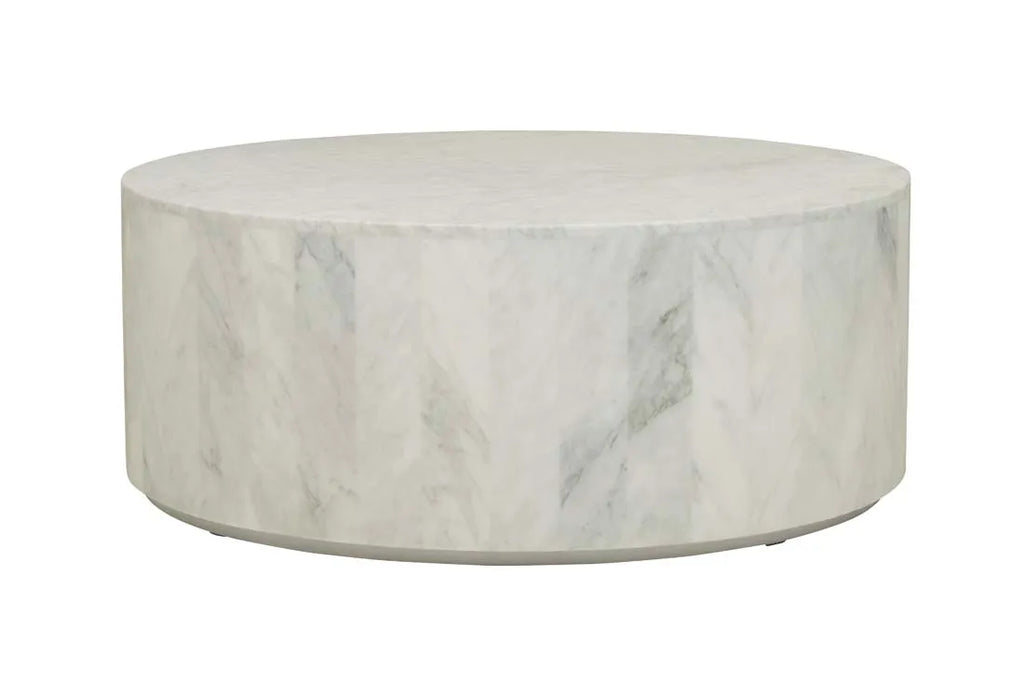 Elle Block Round Coffee Table White