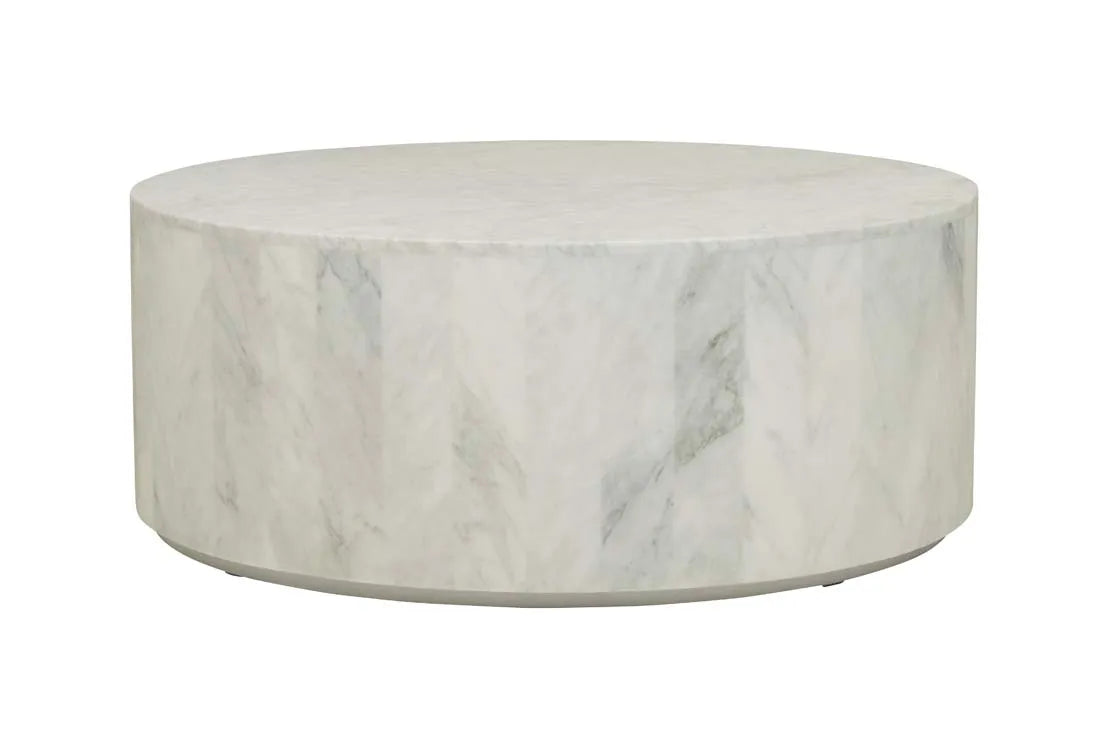 Elle Block Round Coffee Table White