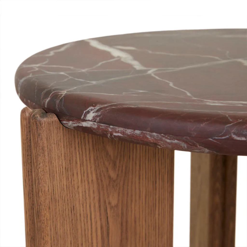 Ray Marble Side Table Smoked Rouge