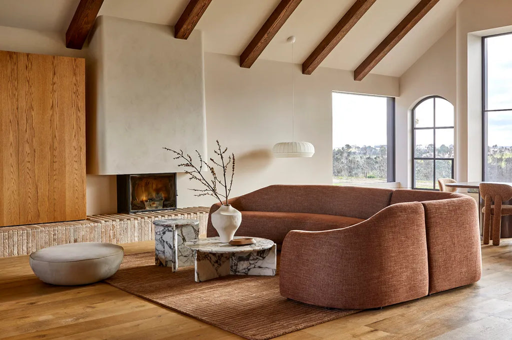 Juno Pebble Right Arm Three Seat Sofa Tawny