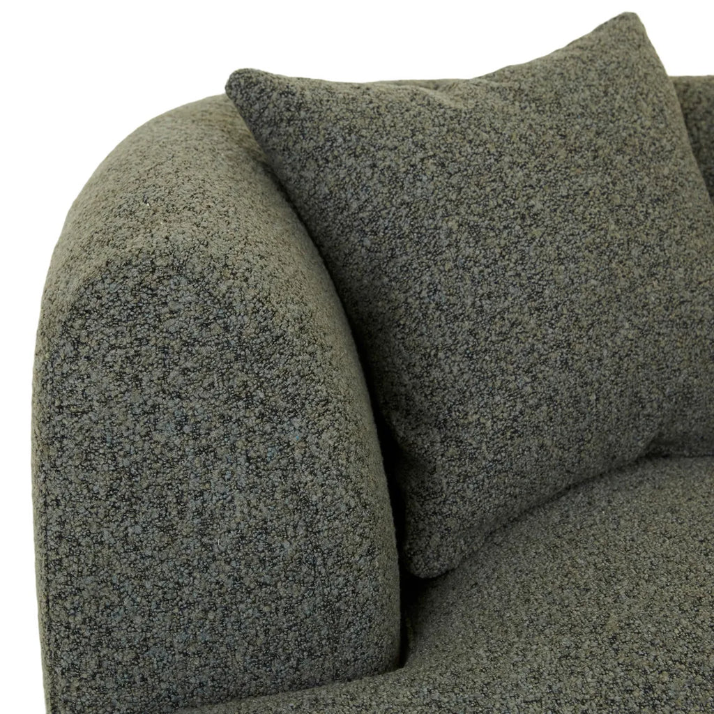 Madrid Curve Left Arm Sofa Green Boucle