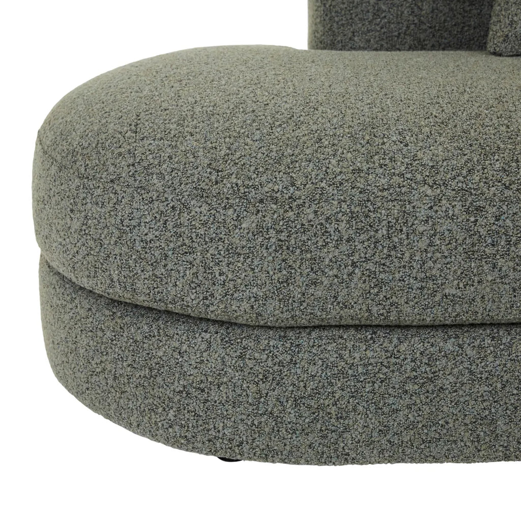 Madrid Curve Right Chaise Sofa Green Boucle