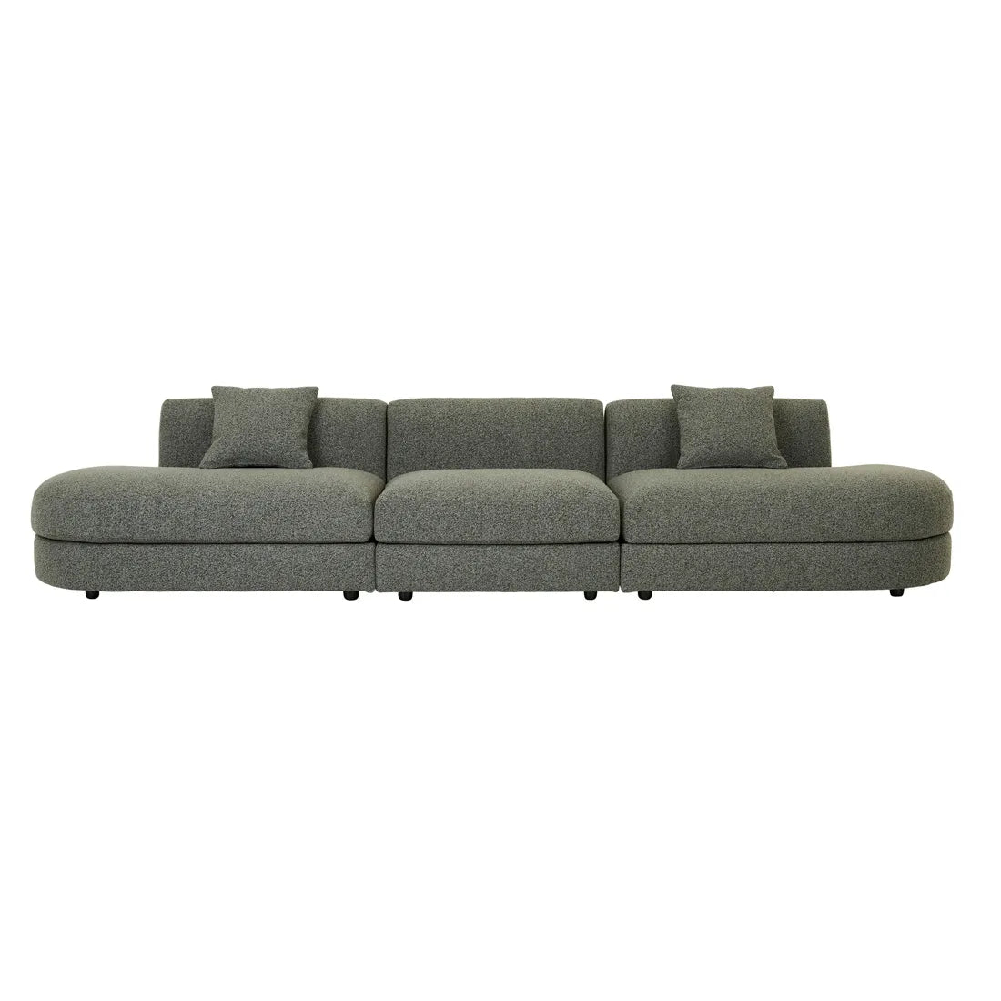 Madrid Curve Right Chaise Sofa Green Boucle