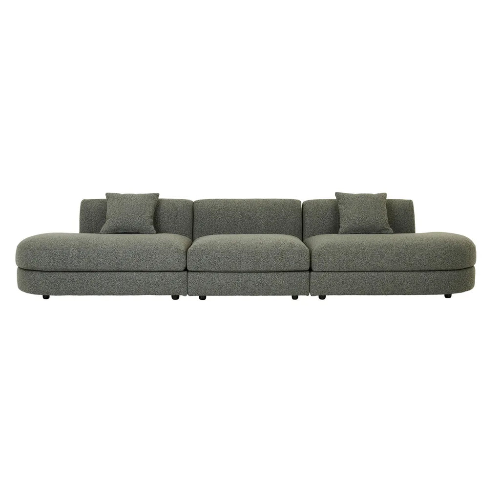 Madrid Curve Left Chaise Sofa Green Boucle