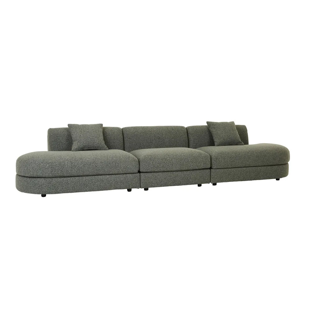 Madrid Curve Right Chaise Sofa Green Boucle