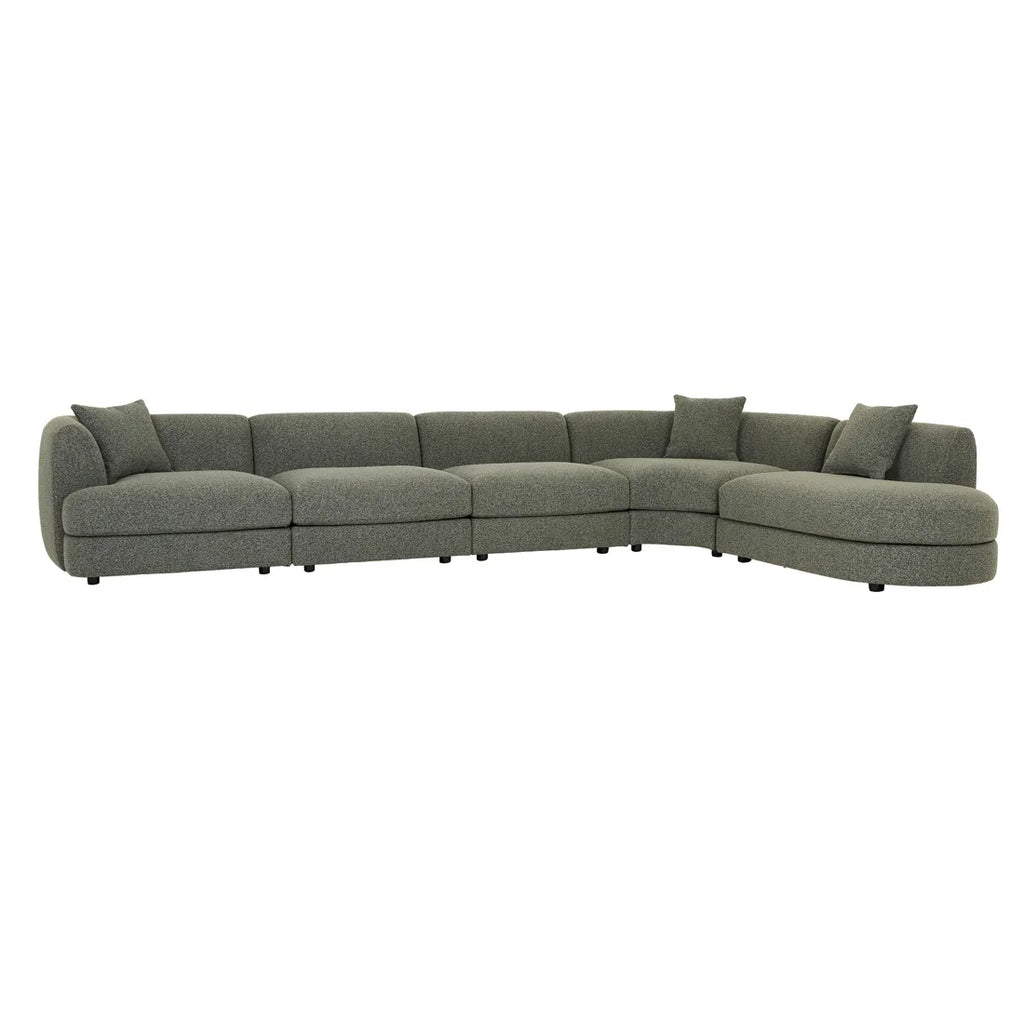 Madrid Curve Right Arm Sofa Green Boucle