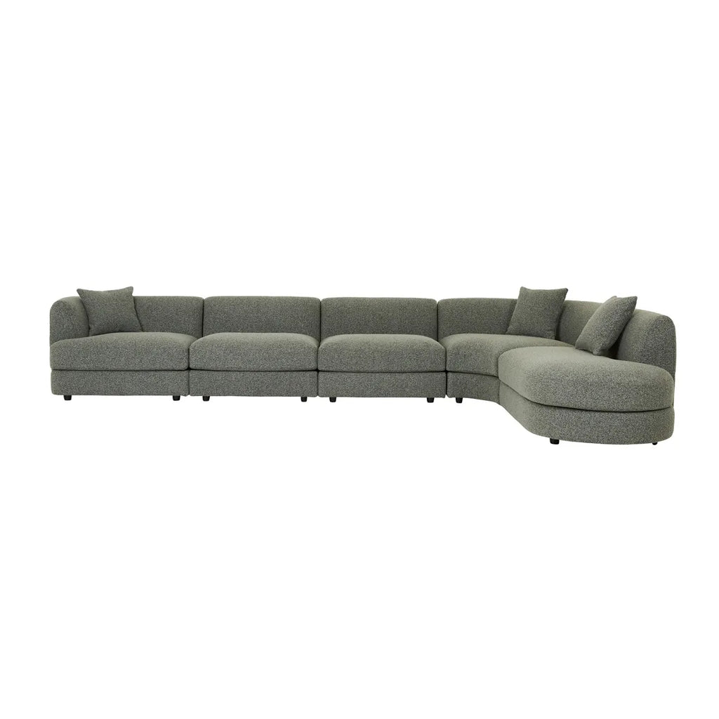 Madrid Curve Left Arm Sofa Green Boucle