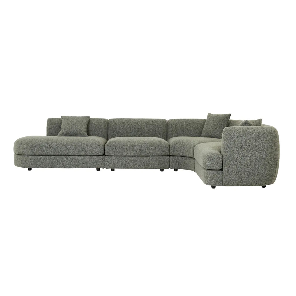 Madrid Curve Left Arm Sofa Green Boucle