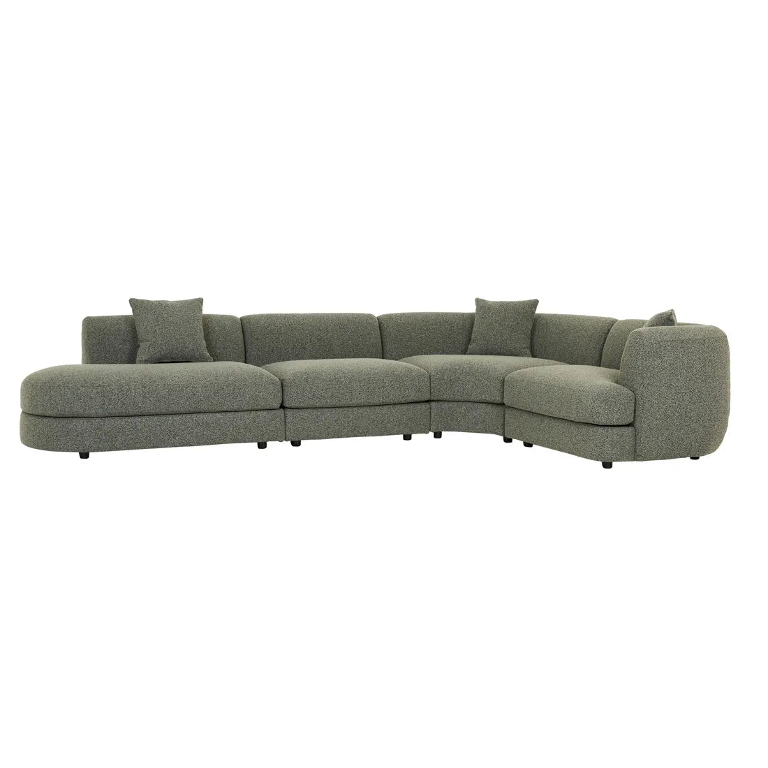 Madrid Curve Right Chaise Sofa Green Boucle