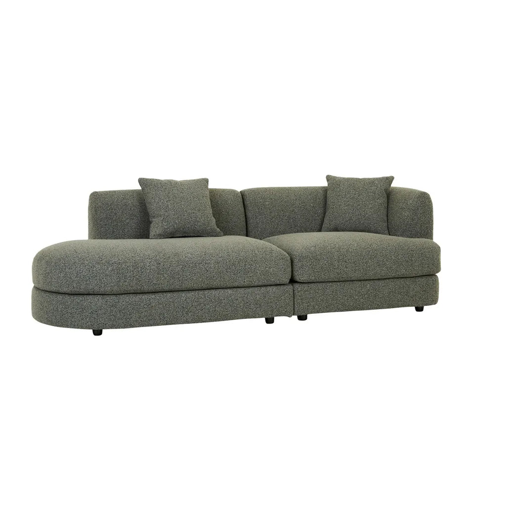 Madrid Curve Right Chaise Sofa Green Boucle